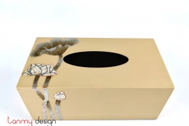 Cream tissue box hand-painted with lotus 12*25cm